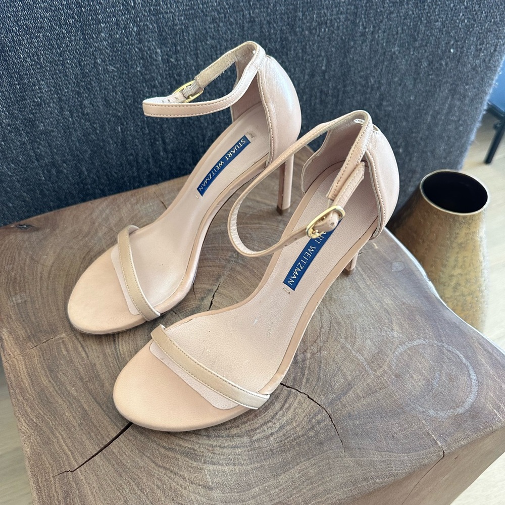 Stuart Weitzman Tan Heels Elegant Stiletto Sandals